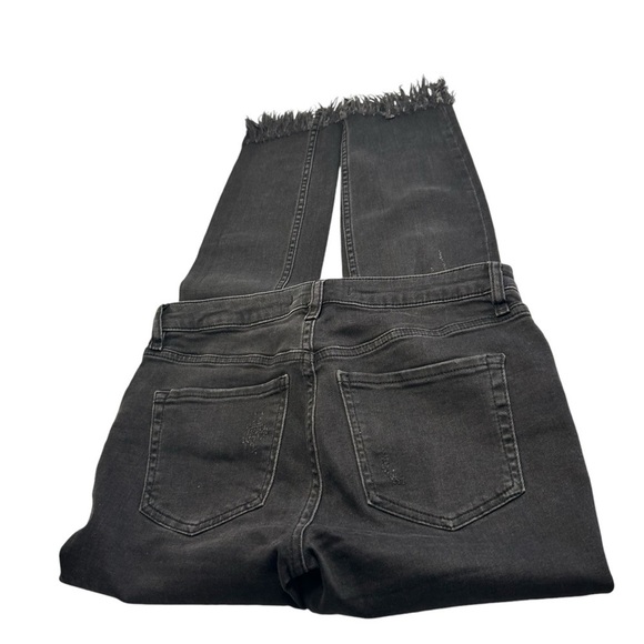 Free People Black Wash Raw Hem Skinny Jeans Sz 26 - Picture 6 of 11